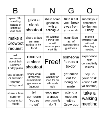 Summertime Gladness Bingo 😎 Bingo Card