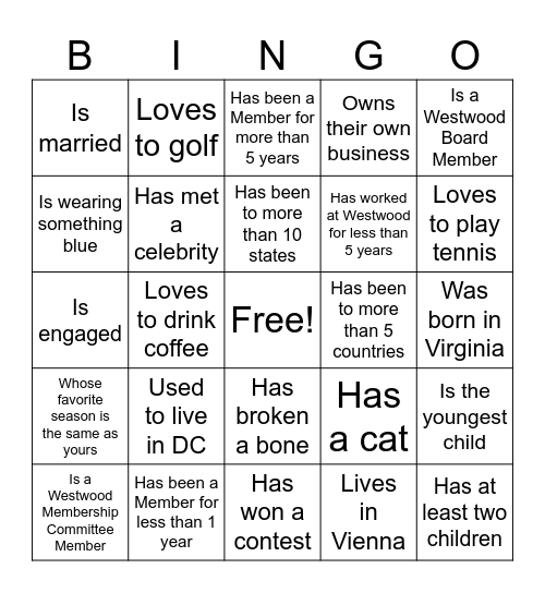 Meet-a-Member BINGO Card