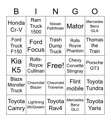 Model Match Bingo Card