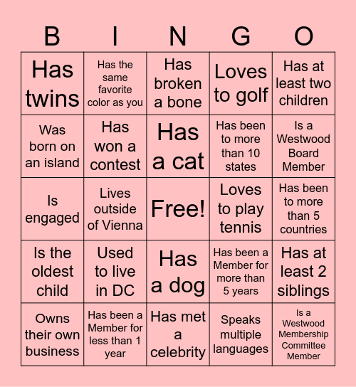 Meet-a-Member BINGO Card