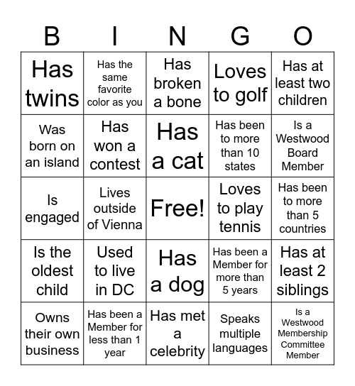 Meet-a-Member BINGO Card