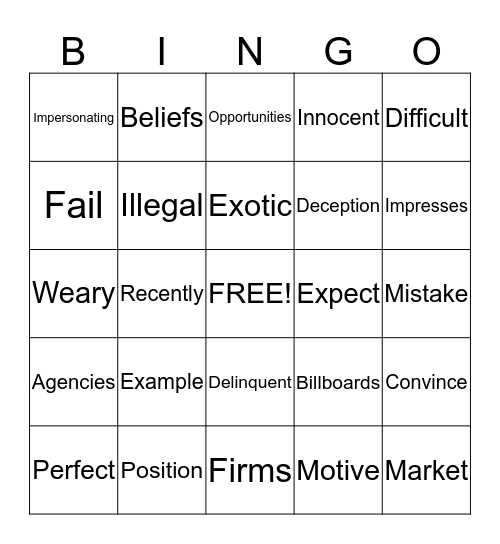 Mid Term Review Bingo Card