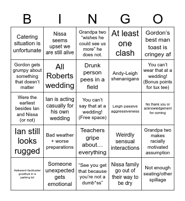 Weddings bingo! Bingo Card