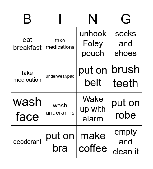 Monday morning Bingo Card