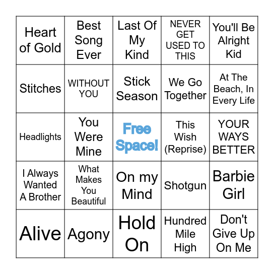 SINGO Bingo Card