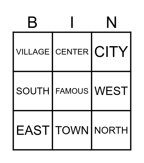 REVIEW VOCABULARY Bingo Card