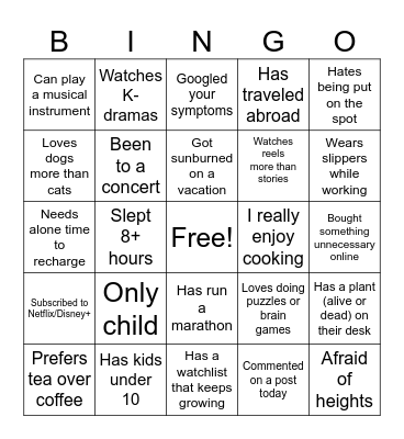 Icebreaker Bingo Card