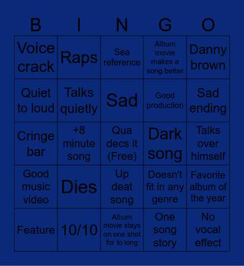 Quad Bingo Card