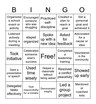 PPHS - SGA IceBreaker Bingo Card