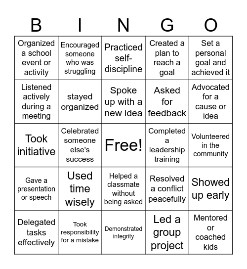 PPHS - SGA IceBreaker Bingo Card