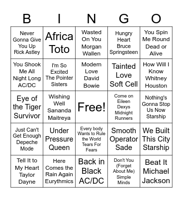 Simmons Road Trip Bingo Card