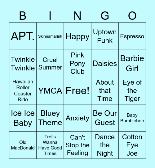 Music BINGO! Bingo Card