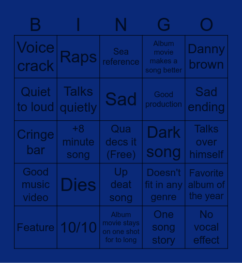 Quad Bingo Card