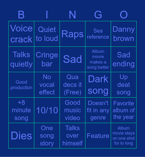 Quad Bingo Card