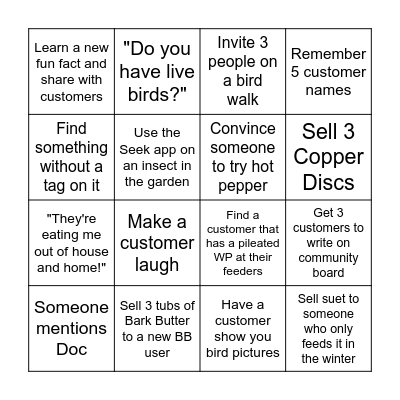 WBU Bingo Card