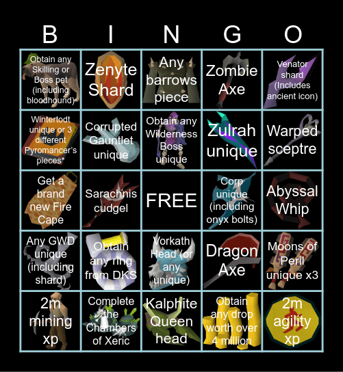 Voidps bingo Card