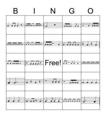 Rhythm Bingo Card