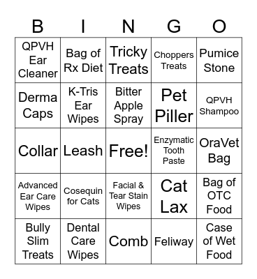 Ancillary Bingo Card