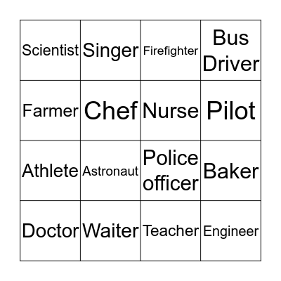 Occupation Bingo! Bingo Card