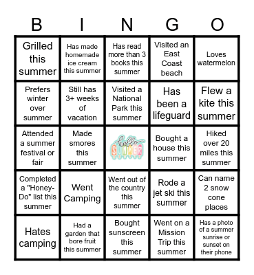 Summer Smarts Showdown Bingo Card