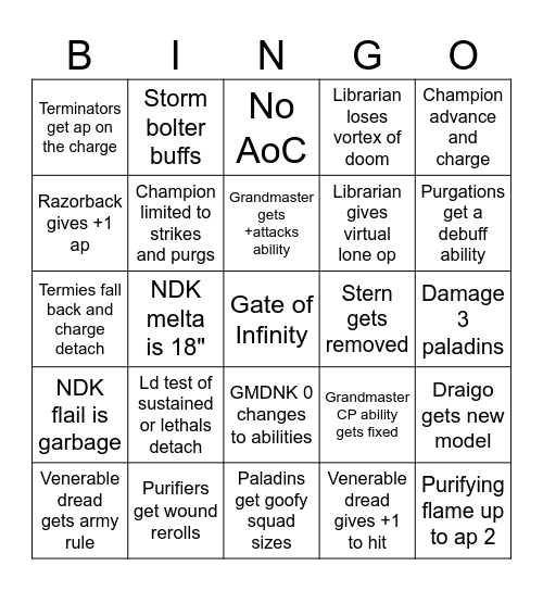 GK Leak Bingo Card