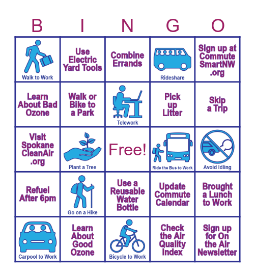 August Clean Air BINGO Card