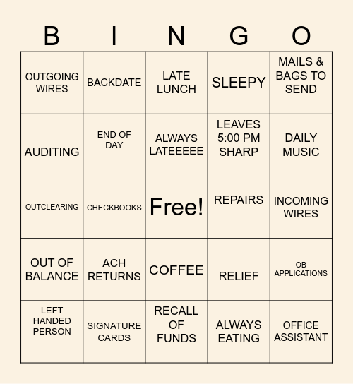 SHARED SERVICES STAFF Bingo Card