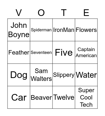 VOTE Bingo Card