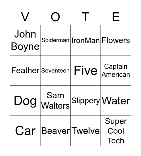 VOTE Bingo Card