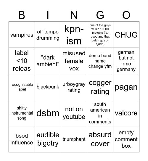 demos Bingo Card