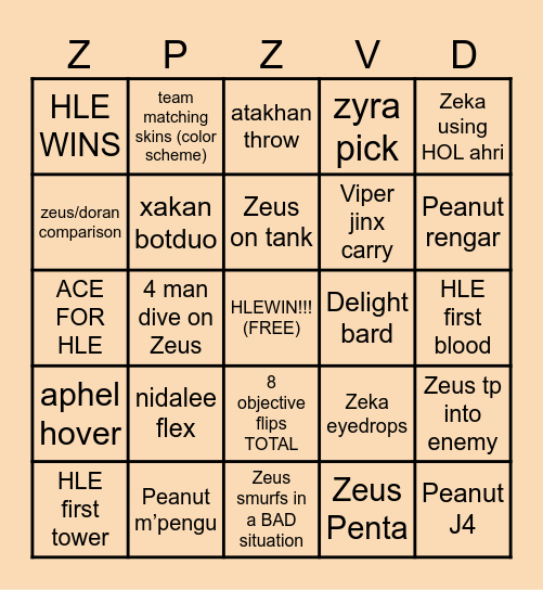 HLE SERVER BINGO Card