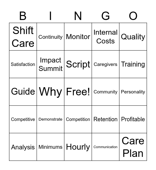 Pricing with a Purpose Bingo Card