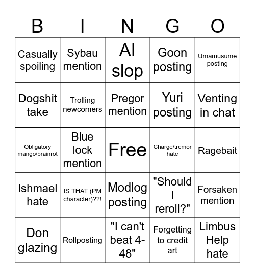 Limbus Newcomers bingo Card