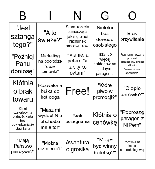 Żabkowe Bingo Card