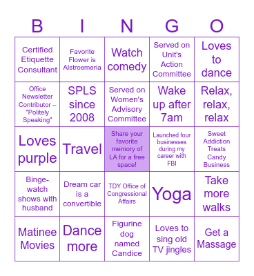 LA’s Retirement BINGO Card