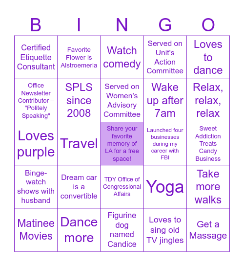 LA’s Retirement BINGO Card