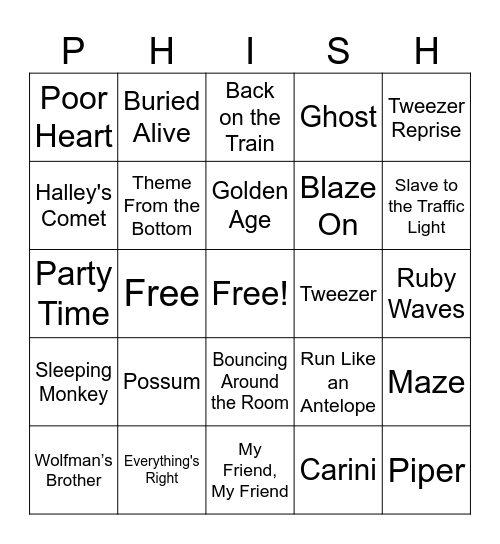 The Real Phorest Hills Bingo Card