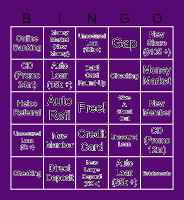 CrossSale Bingo Card