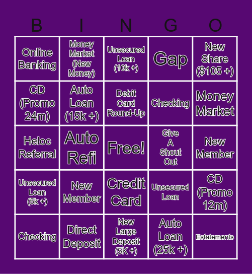 CrossSale Bingo Card