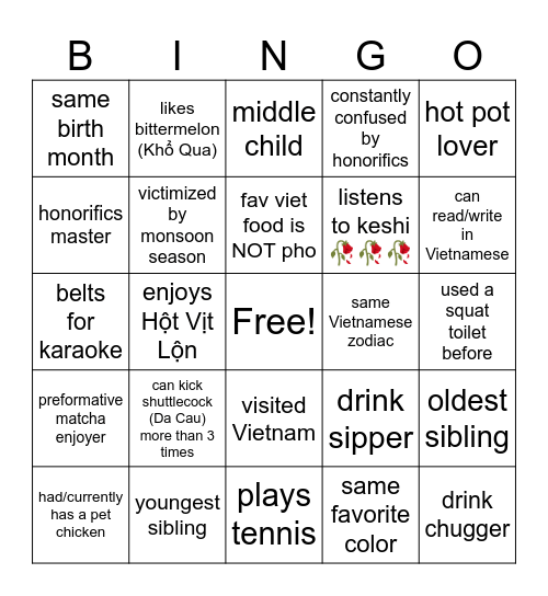 Get to Know You BINGO VSA edition Bingo Card