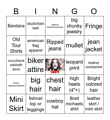 Def Leppard 7/22/25 Bingo Card