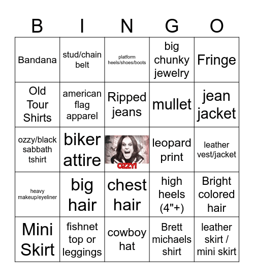 Def Leppard 7/22/25 Bingo Card