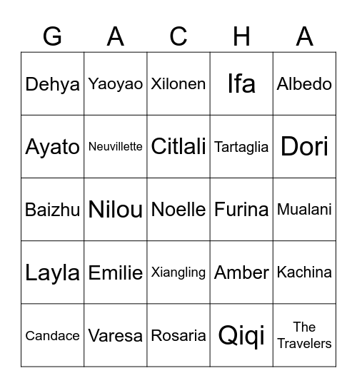 Atlos Round 2 (Genshin Bingo) Bingo Card