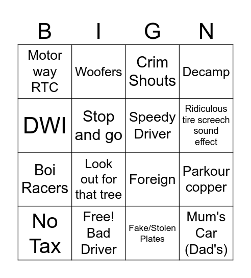 TC Bign Bingo Card