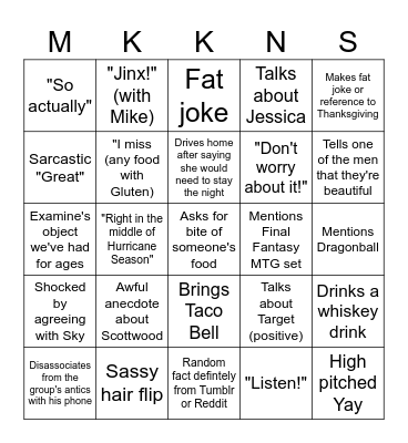 Sav's Card Bingo Card