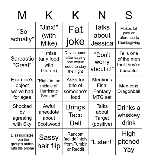 Sav's Card Bingo Card