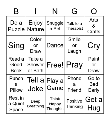 Coping Skills Bino Bingo Card