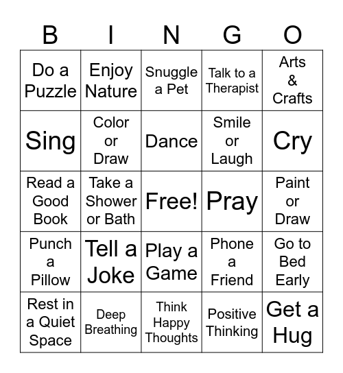 Coping Skills Bino Bingo Card