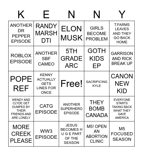 SP SEASON 27 Bingo Card