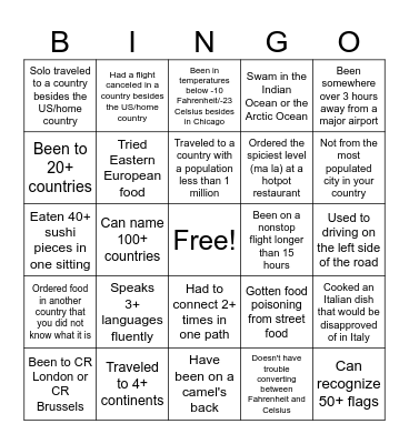 ICRG Social Bingo Card